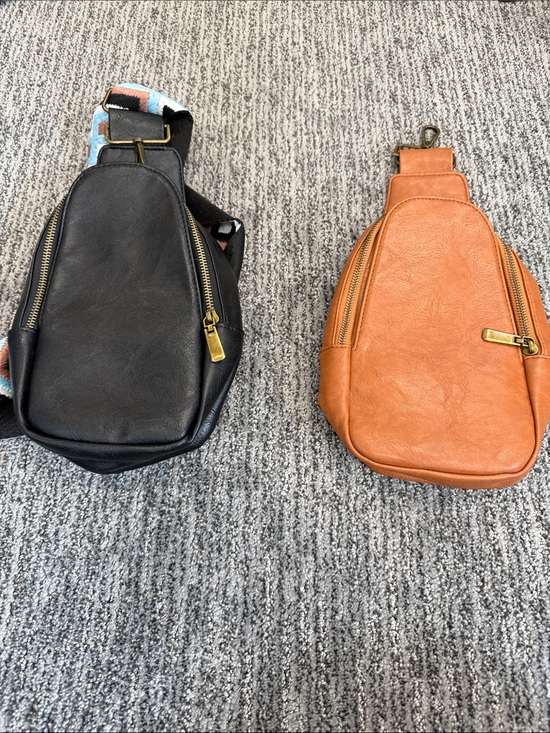 Handbags - Matching Faux Leather Sling Bags- Black and Cognac- price for one